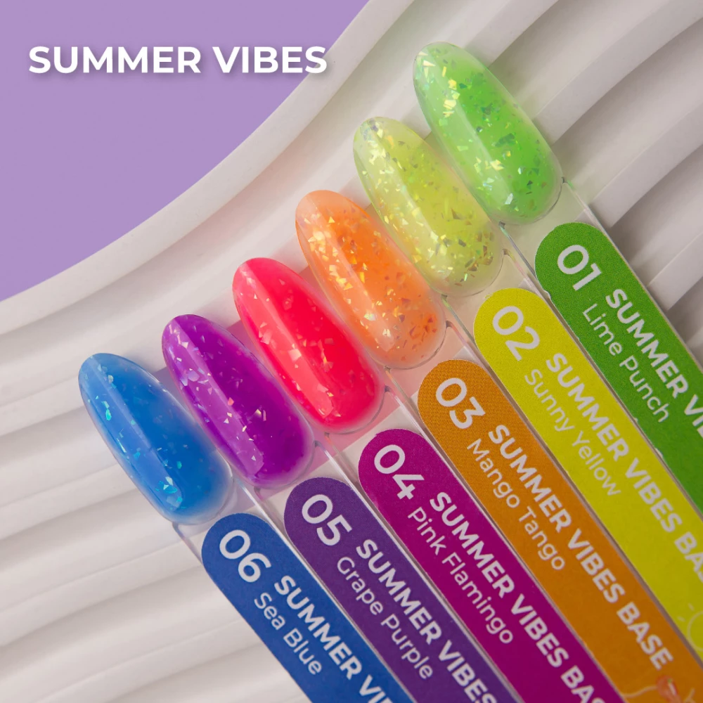Кольорова база Mett Expert Summer vibes base №01 Lime Punch Зелена зі срібною поталлю 12 г