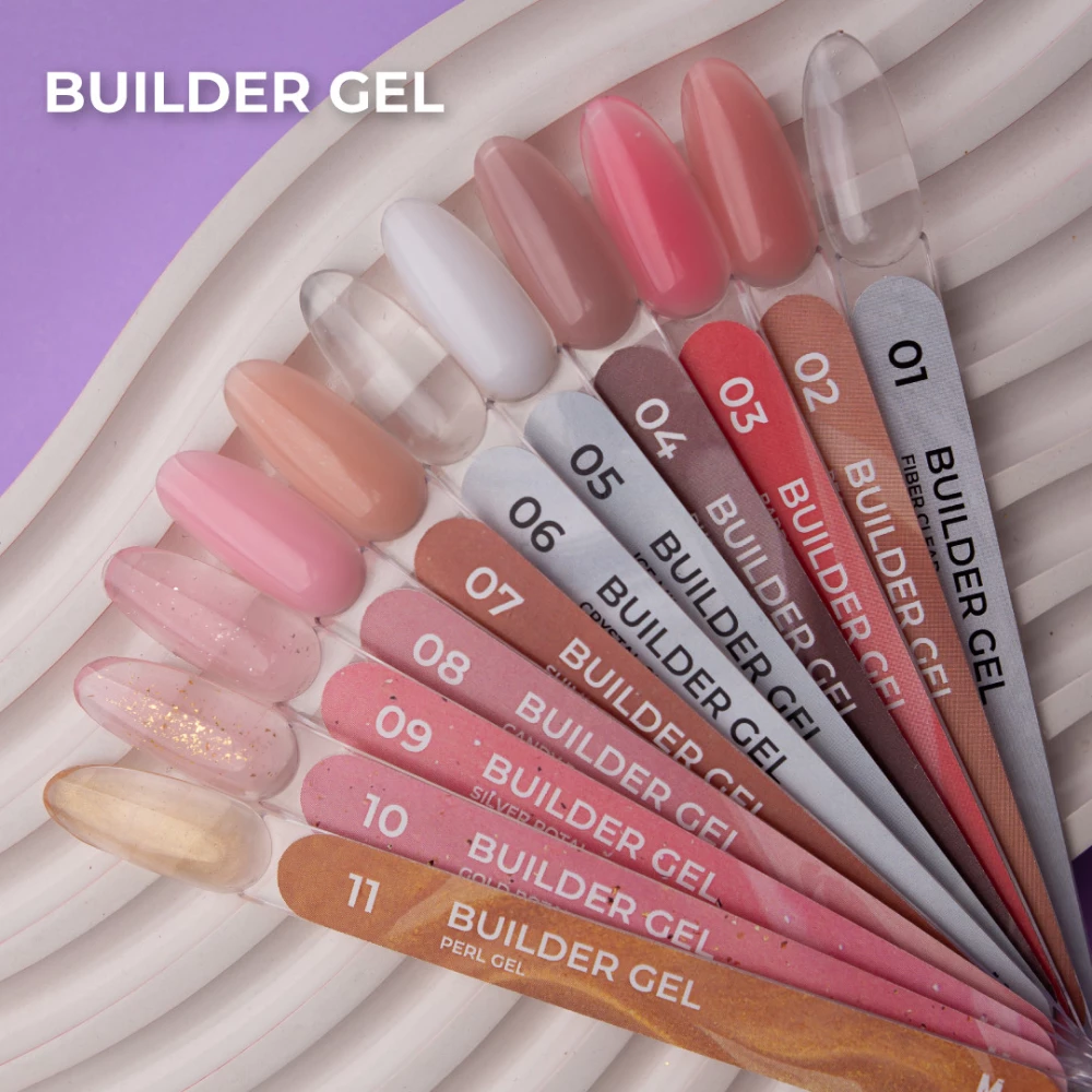 Гель для нарощування Mett Expert Builder gel Silver potal №09 Рожевий зі срібною поталлю 5 г