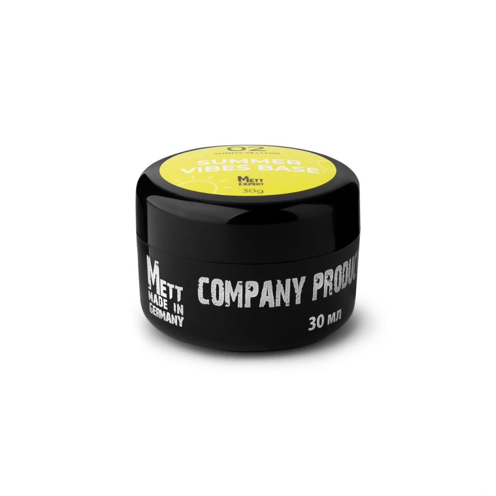 Кольорова база Mett Expert Summer vibes base №02 Sunny Yellow Жовта зі срібною поталлю 30 г