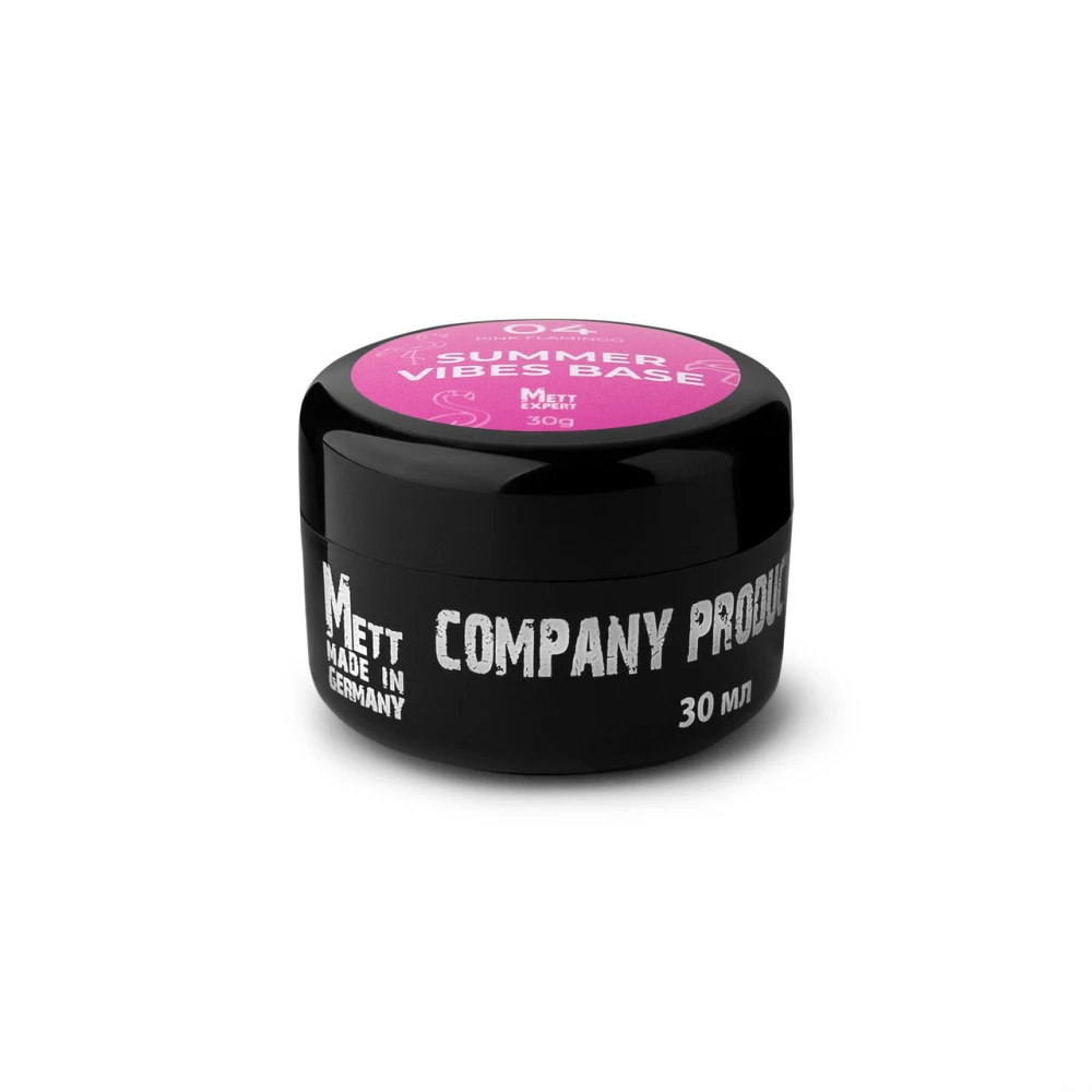 Кольорова база Mett Expert Summer vibes base №04 Pink Flamingo Рожева зі срібною поталлю 30 г