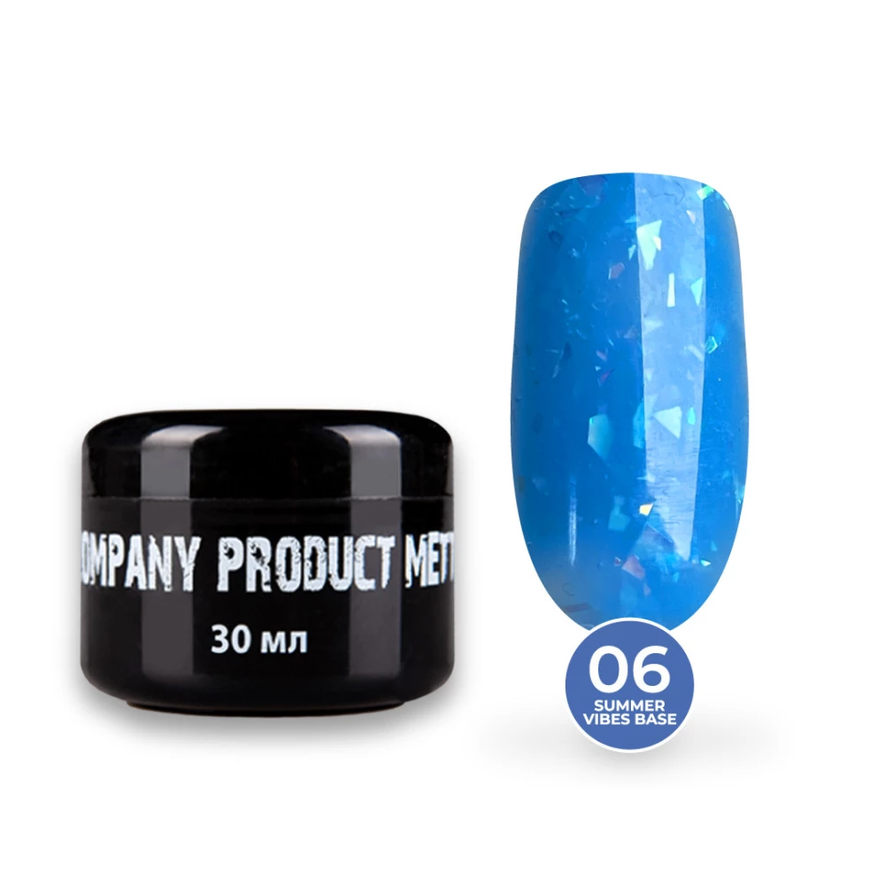 Кольорова база Mett Expert Summer vibes base №06 Sea Blue Синя зі срібною поталлю 30 г