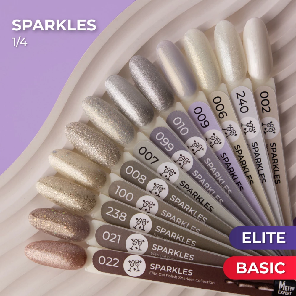 Гель-лак Mett Expert Sparkles collection №160 Чорний з блискітками 7 г